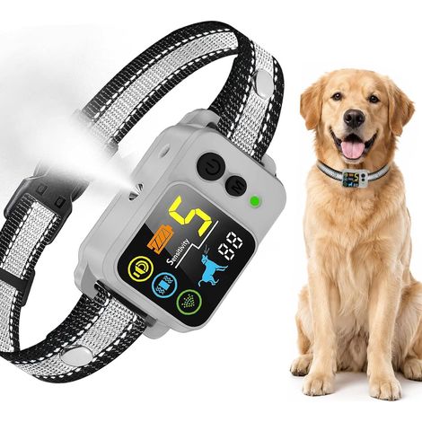 Collier Anti-Aboiement Chien Spray Citronnelle, 5 Modes Réglables