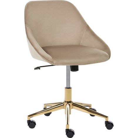 Silla de oficina de terciopelo elegante función giratoria ajustable patas de metal gris pardo Bardsdale