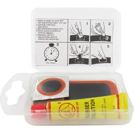 Kit rustines tracteur tondeuse – 5 grandes 45x25 mm et 2 petites 20 mm – Colle et abrasif inclus – Réparation chambres à air remorque