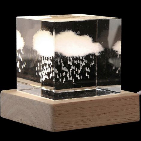 Lampe de chevet cubique en cristal multicolore pour la décoration de chambre, alimentation USB, verre de sécurité, dimensions : 11,4 x 11,4 x 11,4 cm (1/5)