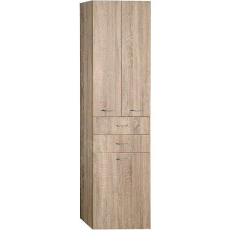 Aqualine Keramia Fresh - Armoire haute ZOJA avec panier, 500x1840x290 mm, chêne platine 51295 (1/4)