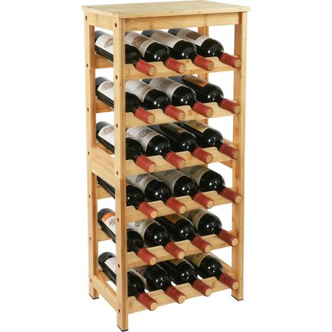 Relaxdays Weinregal, 24 Flaschen, Bambus, HxBxT: 82 x 36 x 24 cm, Weinhalter für Rot- & Weißwein, Flaschenregal, natur