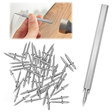【100 clous】 Clous invisible sans couture à double tête pour plinthes, modèle à manchon inclus, 3cm acier galvanisé, décoration intérieure parfaite (1/4)