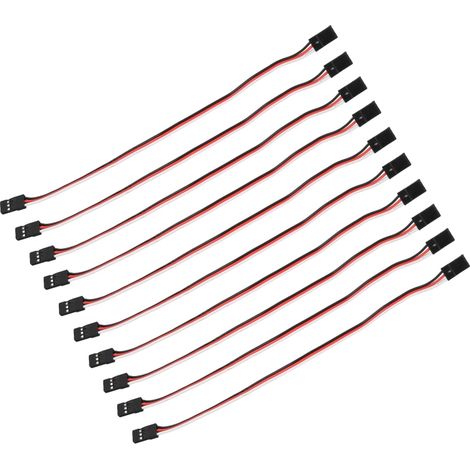 Lot de 10 câbles d'extension servo 3 broches pour voiture miniature, connexion servo, âme en laiton, 200 mm, femelle-femelle (1/5)