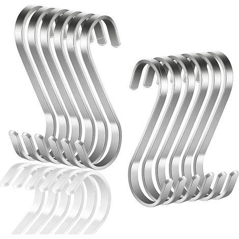 Lot de 20 crochets S multifonctions en acier inoxydable, forme S, suspension pour salle de bain, chambre, cuisine, bureau (1/5)