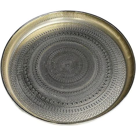 Plateau rond, plateau de service de 33 cm, plateau décoratif de luxe, plateau pour table basse, plateau à bijoux doré (1/5)