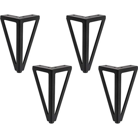 4 Packs Pieds de Meubles, Pieds de Table en Métal, 15cm Noir Pieds de Meuble, pour Table TV, Pied de Table Basse, Armoire, Canapé lit et Autres. (15cm, Black), Ensoleillé (1/5)