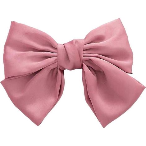 Barrette à cheveux double couche en satin uni antidérapant, style rétro, accessoire de coiffure princesse pour un rendez-vous.-Pink (1/5)