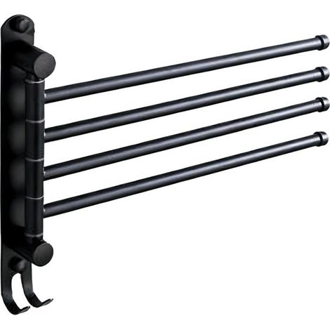 Toallero de baño, soporte giratorio para toallas, brazo giratorio para baño, barra para toallas de pared, colgador de 4 niveles