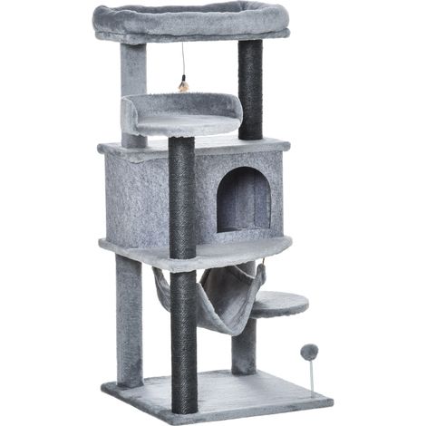 PawHut Albero per Gatti con Casetta, Letto, Piattaforme, Amaca e Giochi