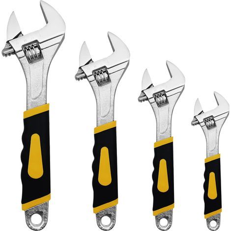 4 PCS Llave Ajustable 150/205/252/312mm, Incluye báscula de precisión Llave de acero al carbono con acabado cromado (Ancho máx.de mordaza 22/27/35/38mm) (1/5)