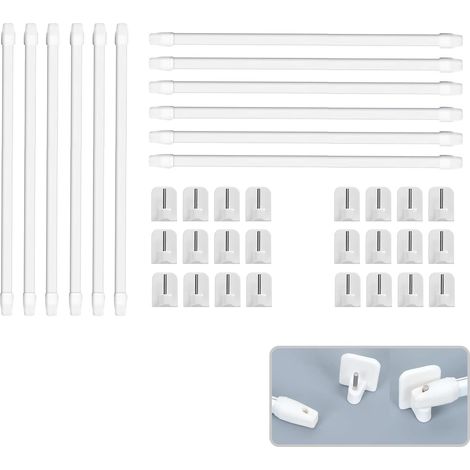 12pcs Tringle à rideau, extensible, sans perçage, réglable, plastique, pour fenêtre, bureau, hôtel
