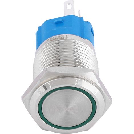 16-mm-LED-Drucktaster mit Selbstrückstellung (1 Schließer, 1 Öffner) aus Metall für Fahrzeugmodifikationen (grünes Licht, 24 V) (1/5)
