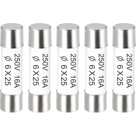 5 Pcs Ceramic Tube Cartridge Fuses 16A 250V 6x25mm Quick Cut Fuse Replacement for Ballast Energy Saving Lamp Amplifier (1/4)