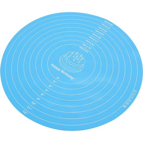 Tapis à Pâtisserie en Silicone Anti-dérapant pour Cuisson et Décoration de Gâteaux, Outil Polyvalent Bleu pour Pâtisserie et Pétrissage sur Plateau Tournant'-'- (1/5)