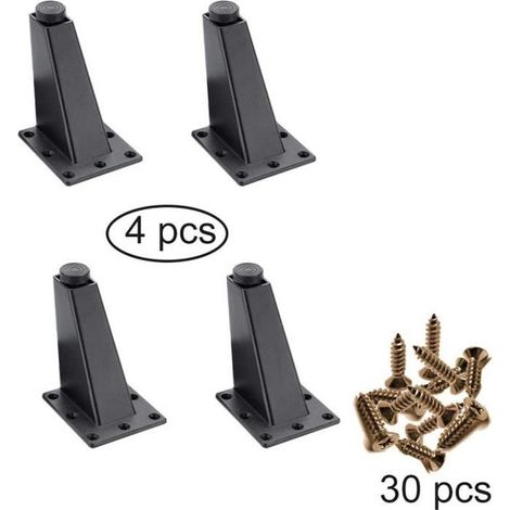 Pieds de table,4 Pièces Pieds de Meuble Réglable Alliage D'Aluminium Pied Canapé Noir (1/4)