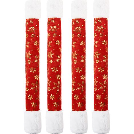 Gants Pour Poignée De Réfrigérateur - Motif Flocon De Neige Brodé - Garniture En Peluche Blanche - Lot De 4 (1/5)