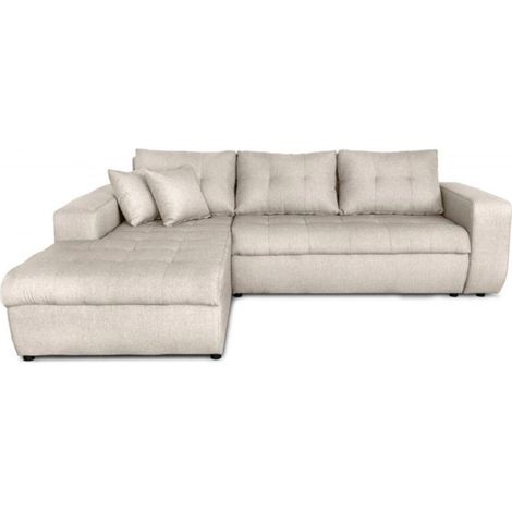 Canapé d'Angle Gauche Convertible "Liace" 242cm Beige (1/5)