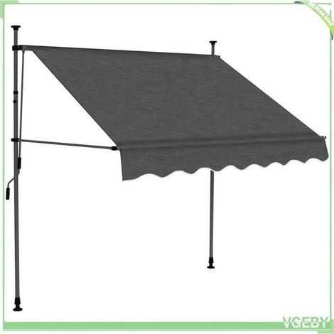 Auvent rétractable manuel - FAFEICY - 145863 (150 cm) - LED solaire - Hydrofuge - Cadre acier (1/5)