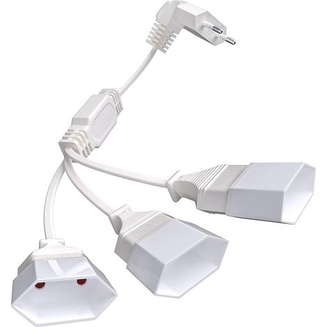 Câble D'extension Euro 3 en 1, 0.5m Rallonge d'alimentation Euro, Rallonge Prise Plate, 250 V/2.5 A Max pour Une Utilisation en Intérieur TV, Moniteur,PC (Blanc) (1/5)
