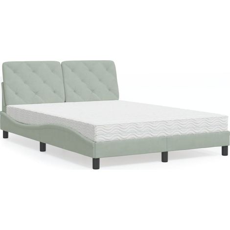 Bett mit Matratze Hellgrau 120x200 cm Samt