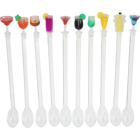 Lot de 10 bâtonnets mélangeurs à cocktail transparents en acrylique, parfaits pour les dîners et les petites cuillères de barman.-AquaForge
