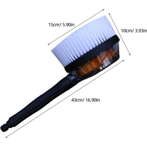 1 Pc Brosse Lavage Voiture Rotative Automatique, Nettoyage Auto Pinceau à Eau sous Pression, Kit de Entretien Rapide sans Électricité pour Jante Peinture et Carrosserie Nettoyant (1/5)