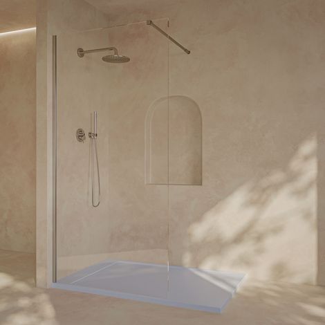 Parete doccia fissa, installazione facile SOULBATH, vetro di sicurezza 8 mm anticalcare, 120 cm di larghezza x 200 cm di altezza, profilo cromo (1/5)