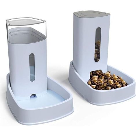 Dispensador automático de comida y agua para mascotas - 3,8 L x 2 piezas - Accesorios para comederos y bebederos de comida seca para perros y gatos - Cuencos para gatos, perros y otras mascotas (1/5)