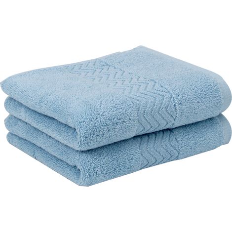 Serviettes à mains en coton, très absorbantes, lot de 2 (bleues), 33 x 75 cm (1/4)