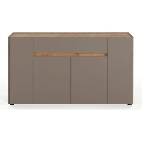 Credenza Moderna Madia Con 4 Ante E 1 Cassetto Mobile Contenitore Sala da Pranzo Soggiorno Design Senza Maniglie Elegante Capiente 170 x 85 x 40 Cm Congo E Rovere - Colore: Noce (1/5)