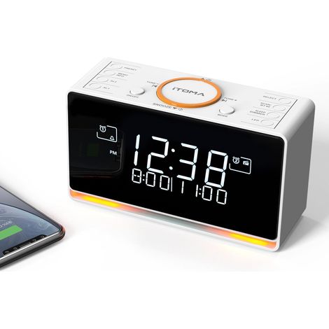 Réveil Radio DAB et FM avec 40 presets, Bluetooth, double alarme, minuterie de sommeil, contrôle de gradation, CHARGEUR USB et prise casque 728 (1/5)