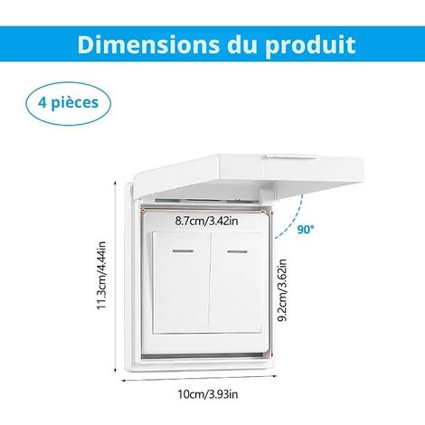 Autocollant Cache Interrupteur Mural Type 86 Cache Prise Murale, Cache Prise Electrique pour Salle de Bain, Chambres, Cuisine, Extérieur, Blanc (1/4)