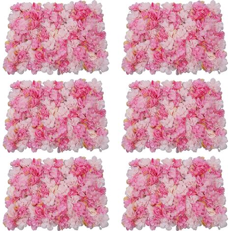 Pannello murale con fiori artificiali, in seta, da appendere al muro, rosa (1/2)