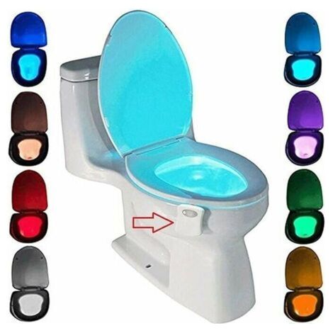 Toilet Lamp, LED Night Light for Toilet Bathroom PIR Detector Sensor 8 Color Changing Lighting (only activates in the dark) [Energy Class A] (1/4)
