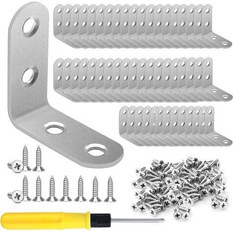 50 Pièces Equerre Metal 40 × 40 mm Equerre Fixation pour Meubles, Tables, Chaises, étagères, Placards (1/5)
