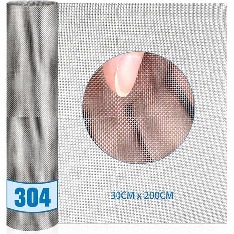 1 Rouleau Grillage Acier Inoxydable 304 Maille Fine 30x200cm Flexible Pour Jardin Maison Ventilation
