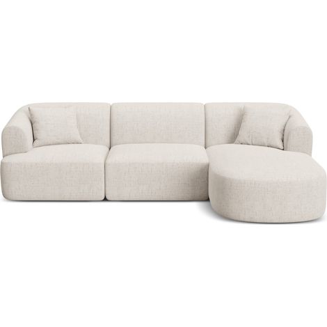 Canapé d'angle droit 4 places tissu structurel beige clair (1/5)
