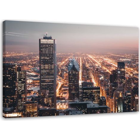 Tableau sur toile Gratte-ciel ville nuit 60x40 (1/5)