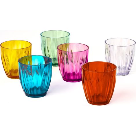 Set de 6 verres multicolores 9,2 cm – Diamètre 9 cm – Capacité 350 cc – Lavables au lave-vaisselle – Guzzini