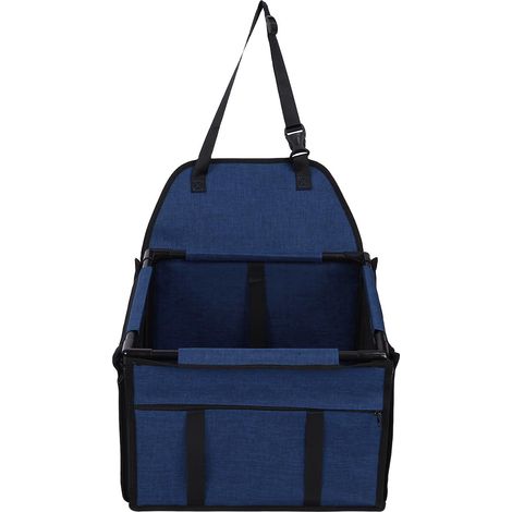 Siège auto pour chien 39x39x27cm Grande capacité Imperméable Pliable Portable pour animaux de compagnie, idéal pour les voyages Bleu foncé (1/5)