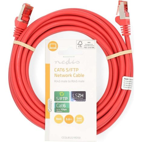 Nedis CAT6-Netzwerkkabel / RJ45 Stecker / RJ45 Stecker / S/FTP / 5.00 m / Rund / LSZH / Red / Label