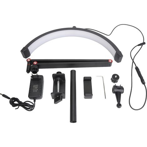 Lumière de bureau demi-lune 10 niveaux réglables, 180 puces LED 20W, lampe esthétique pour salon de beauté, prise UE 100-240V (1/5)