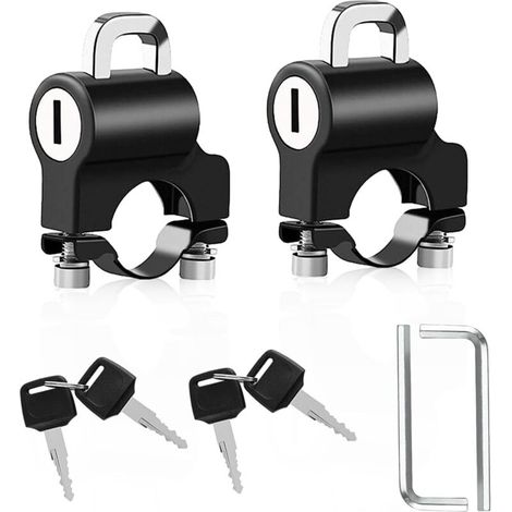 Candado de seguridad de 2 piezas para casco de motocicleta, accesorio antirrobo para casco, candado con llaves, candado de seguridad para manillar de 22 mm, motocicleta, bicicleta o scooter.