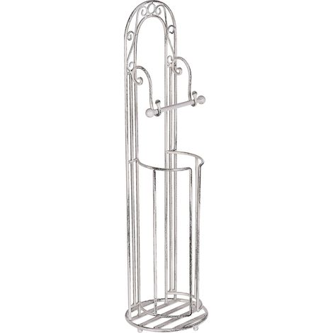 Toilet Paper Holder White Distressed Metal Bathroom Accessories Vintage Retro Design TEMUCO