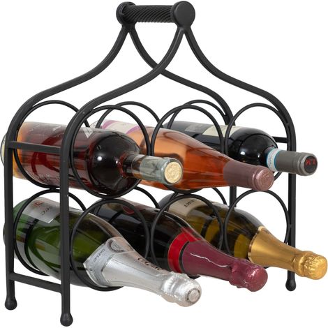 Porte-bouteille de vin en fer Porte-bouteilles de table 37x35 cm Casier à Vin de comptoir Porte-bouteilles de cuisine Cave à vin