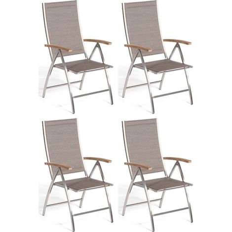 Sonnenpartner 4x Klappsessel Paragon taupe Klapp-Sessel Klappstuhl Edelstahl/Textilen (1/5)