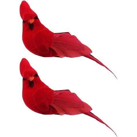Künstliche Vögel Rot aus Schaumstoff 2 Stück mit Clip