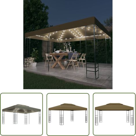 vidaXL Pavillon mit LED-Lichterkette 3x4 m Taupe (1/5)