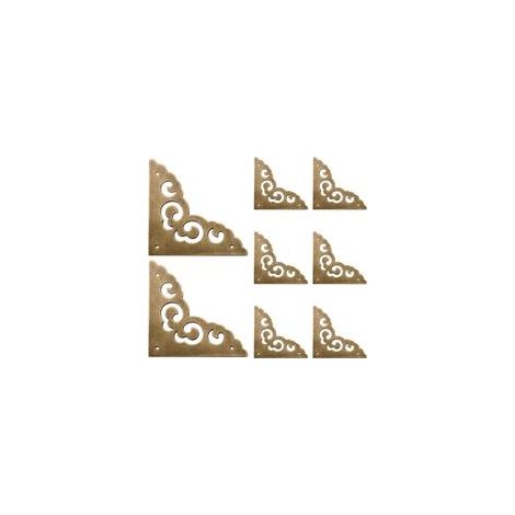 Support de coin plat en laiton, 8 unités, protecteur décoratif d'angle en laiton pour boîte, support d'angle droit fleuri pour porte de placard (1/5)